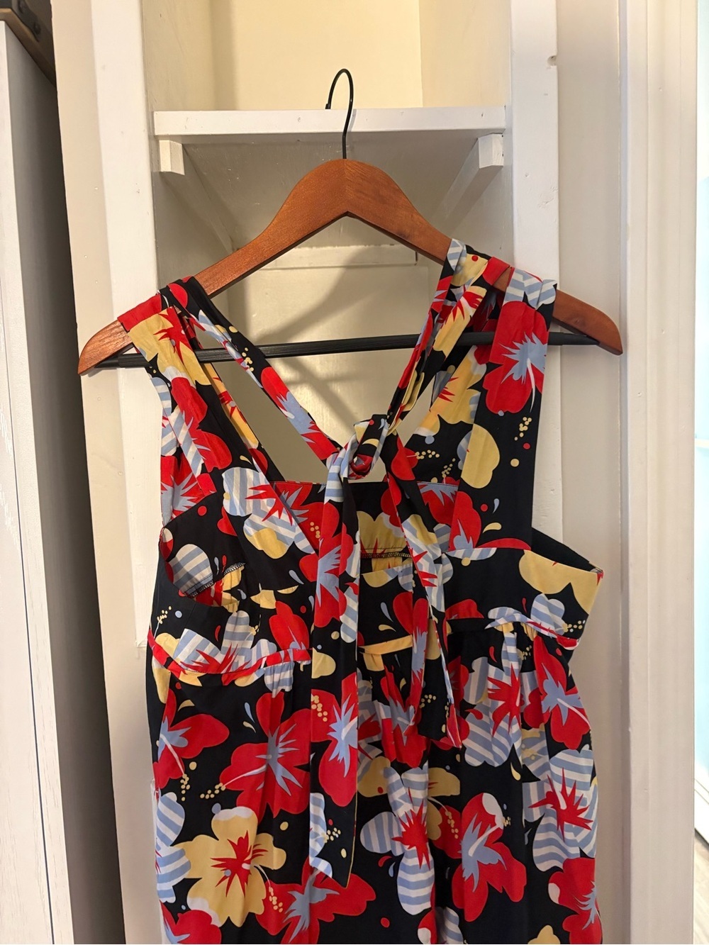 Floral Sleeveless Women’s Top - Black with Red & Yellow Flowers - Picture 4 of 5